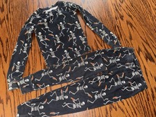 Boys Size 5 Black Children s Place Halloween Pizza Skeleton Long Sleeve Pajamas