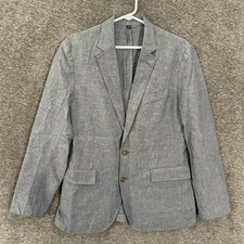 J.Crew Ludlow Blazer Mens 38S Blue Cotton Linen Baird McNutt Sport Coat Jacket