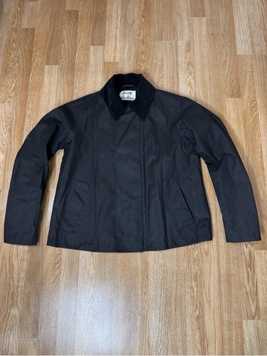 Acne Studios, Acne Studios Mickel Men Bomber Black Jacket Corduroy Collar Leather Patch Sz 46