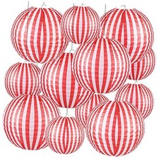 12 Pcs Carnival Circus Decorations Red Red and White Striped Classicl Style