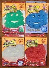 NEW 4pk Scrub Daddy / Mommy 2 Sided Sponges Xmas Tree, Reindeer, Snowflake & Elf