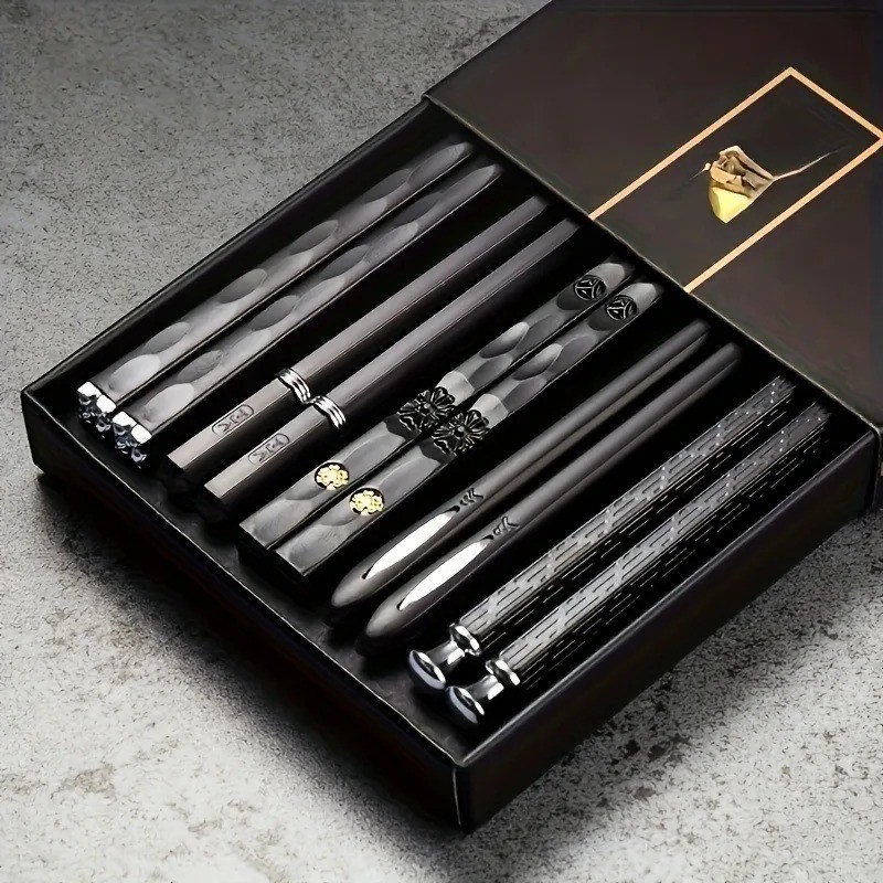 Nordic Alloy Chopsticks Set Non-Slip Heat-Resistant Safe Utensils Individual