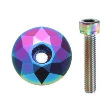 Bicycle Headset Stem Top Cap 1-1/4" OD with M6 Bolt, Iridescent