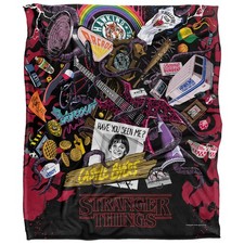 Image of Stranger Things Stranger Things Day Icons Super Soft Throw Blanket 152 X 127 Cm