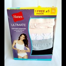 Hanes 5-Pack Ultimate Cotton Comfort Hipster Panties Womens Size 5 / S Assorted
