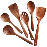 Holz KochlöFfel Set 6-Teilig Teakholz Pfannenwender KüChenutensilien Holzset