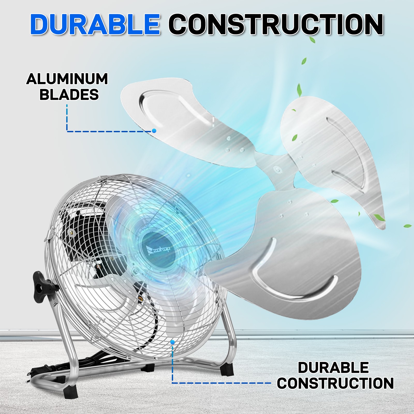 12'' Floor Fans, High Velocity Heavy Duty Industrial Floor Fan for Commercial
