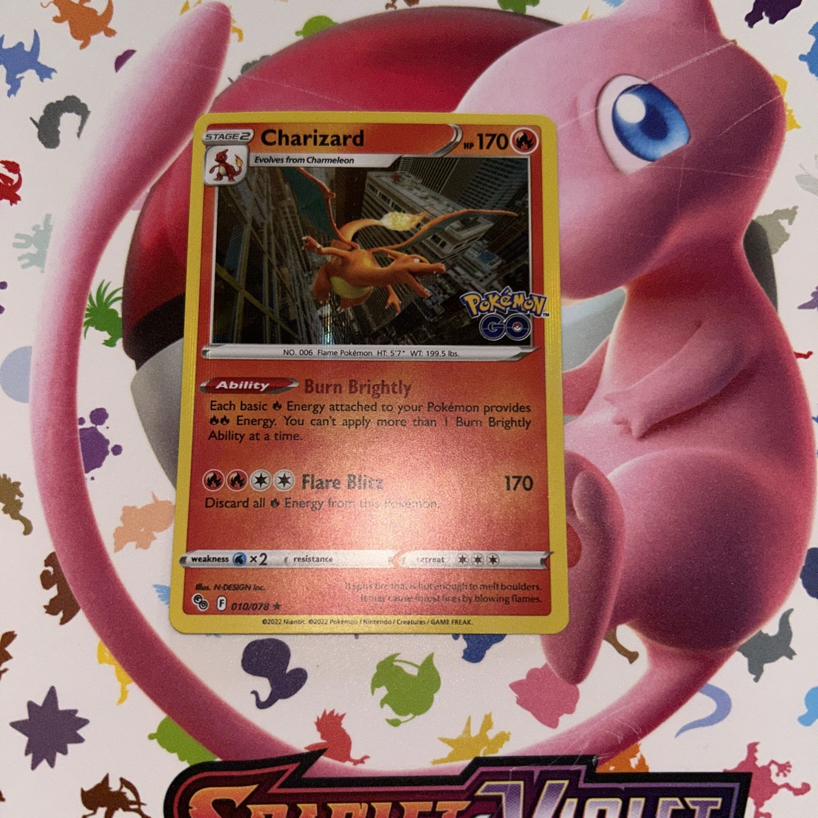 Pokémon TCG Charizard Pokemon Go 010/078 Reverse Holo Rare Mint Condition