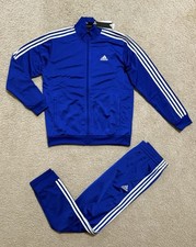 Adidas Mens 3 Stripes Tricot Tracksuit NWT Jacket  Pants Set Blue All Sizes