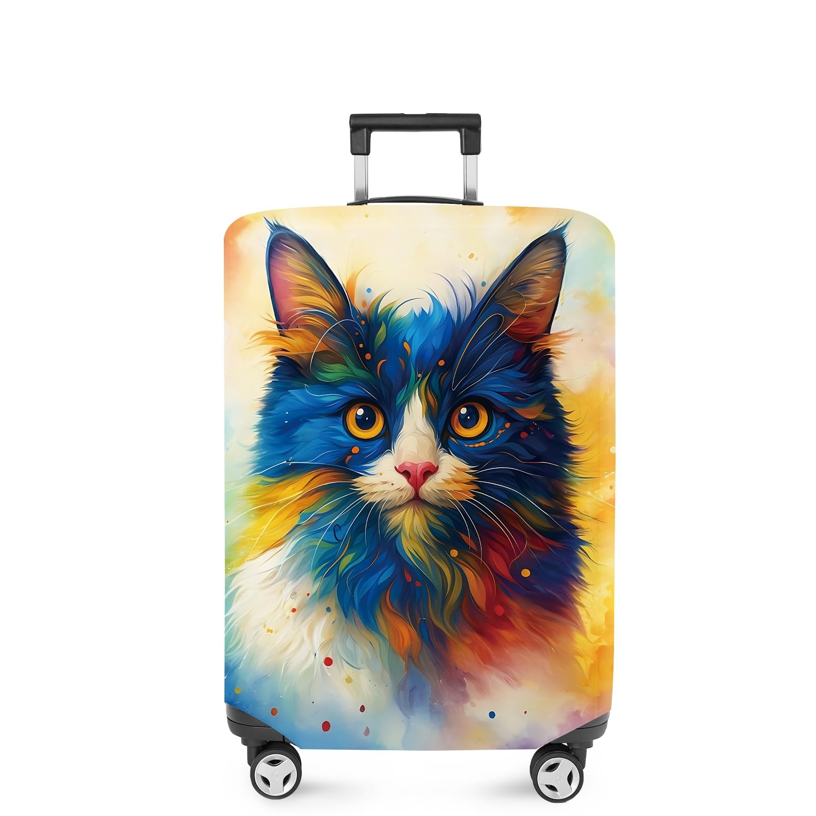 Cover, Artistic Blue Cat Design With Rainbow Colors, Str...