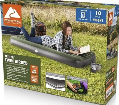 Ozark Trail Twin Size Inflatable Air Bed Mattress with Battery Pump (Green)