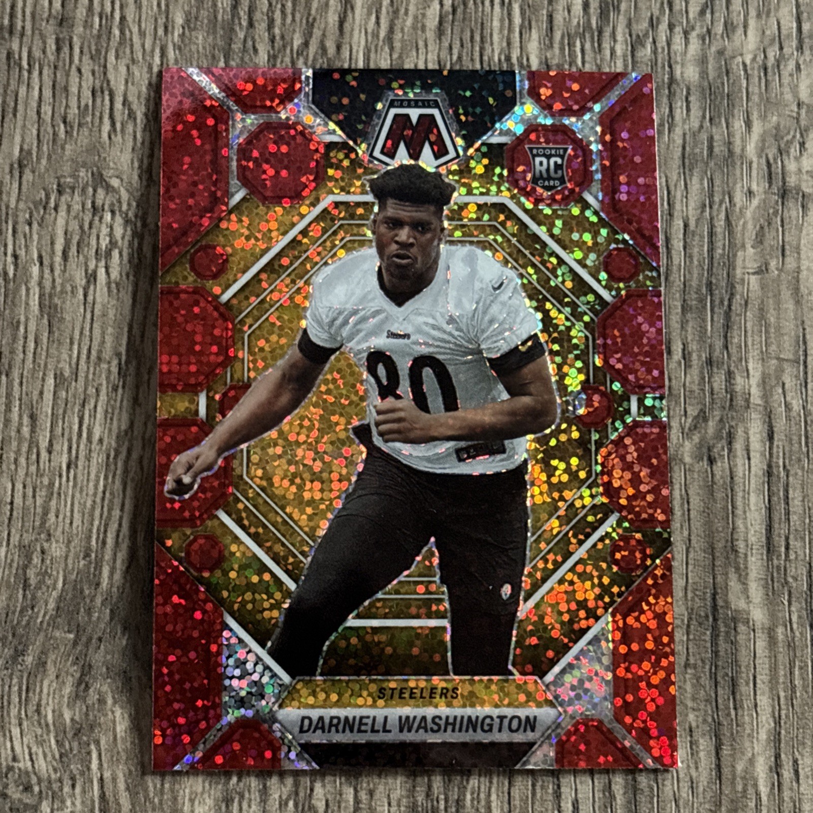 2023 Panini Mosaic DARNELL WASHINGTON Red Sparkle Rookie RC #306 Steelers SP