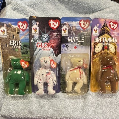 Ty Teenie Beanies Bear Set of 4 Erin Glory Maple Britannia 1999