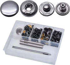 12 Set Leather Snap Fasteners Kit 15mm Metal Button Snaps Press Studs with 5 ...