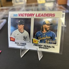 2026 Topps Heritage #5 2025 Victory Leaders (Max Fried / Freddy Peralta) Chrome