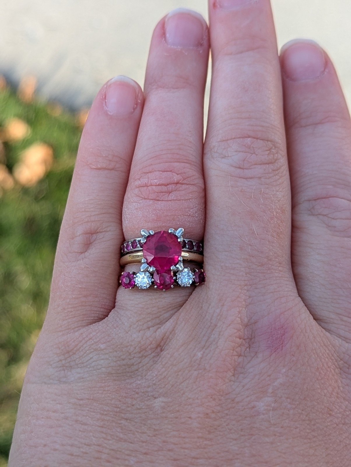 Vintage Single Cut Solitaire Ruby Ring 14k Gold - image 2