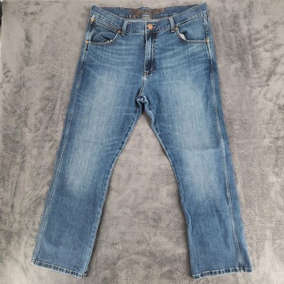 Wrangler Retro Slim Boot Jeans Mens 36x30 Blue Light Wash Stretch Denim Pants