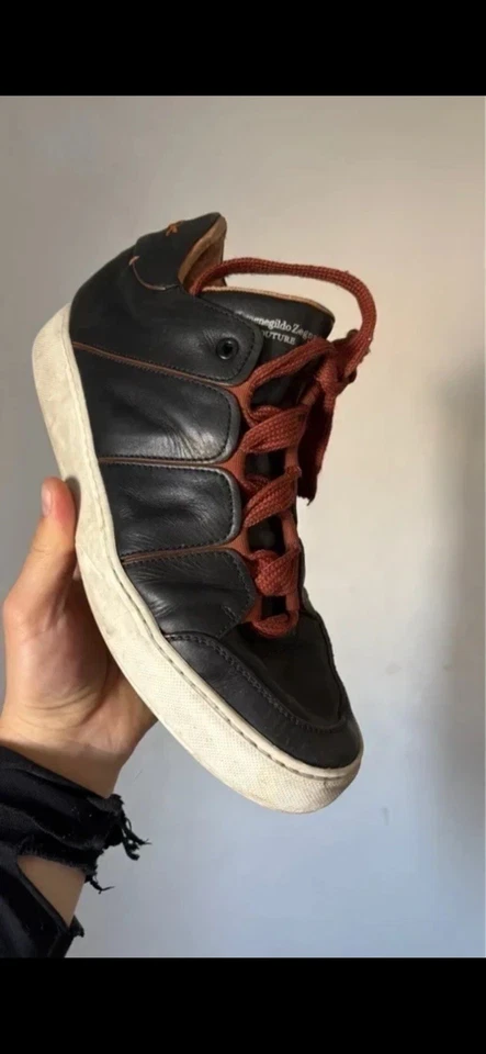 Zegna couture cuir baskets trainers Italy 43,5 - Photo 2/4