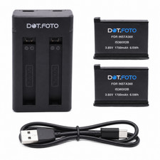 Battery (x2) for Insta360 One X2 1700mAh battery & Dual USB Fast Charger