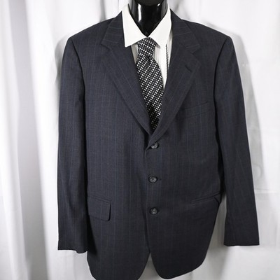 Tom James Gray Pinstriped 100% Wool 3-Button Sports Coat Men's 42R