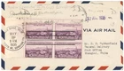 USA 1935 Air FDC to China w/California Pacific Expo 3c Plate Block of 4