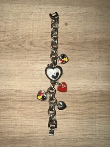 Disney Mickey Mouse Heart Charm Bracelet Watch Silver Tone, Disney Franchise