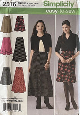 SIMPLICITY 2516 MISSES 8-16 SKIRTS  A-line Fl...