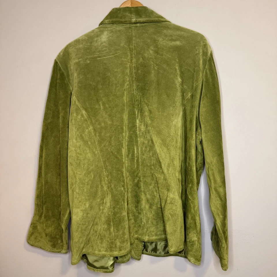 Chaqueta de gamuza verde lima Live A Little para mujer 3X Foto 2 de 4