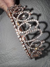 HAPPY 60th BIRTHDAY TIARA/CROWN ROSE GOLD COLOR WORN ONCE SWEET FOR THE BIRTHDAY