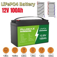 12V 100Ah LiFePO4 100Ah Lithium Battery BMS Cycle Deep for Solar Trolling Motor