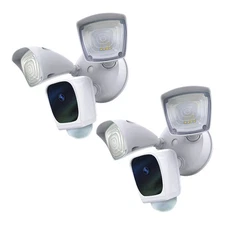 Home Zone Security Bright LED Security Flood Light With 1080p Wi-Fi Camera 2 Set
