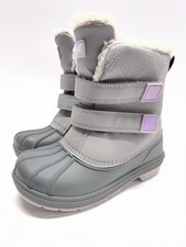 Cat  Jack Gray/Purple Faux Fur Lined Winter Snow Boots Kids Size 12