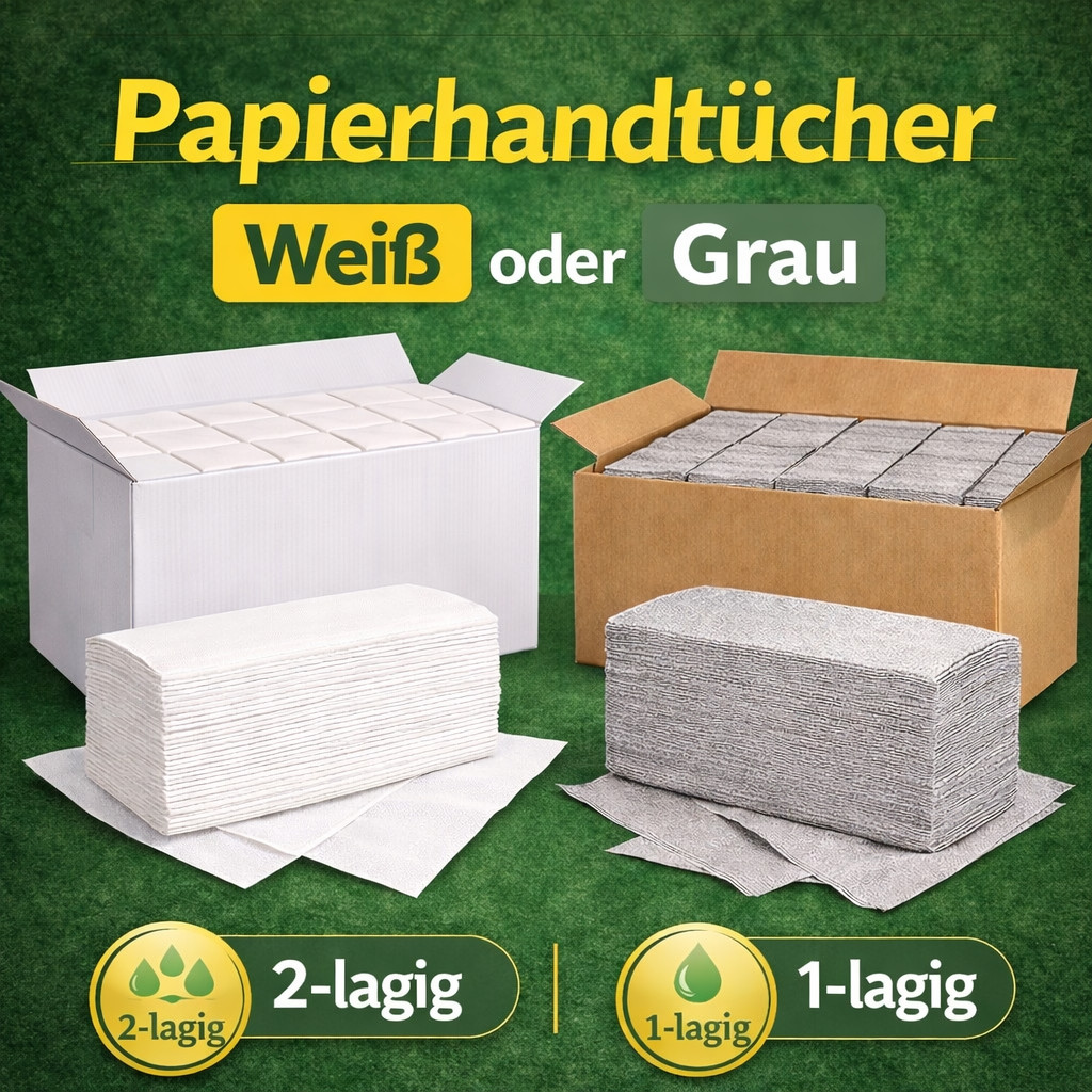 Papierhandtücher ZZ-Falz 25×23 cm – Weiß & Grau – saugstark für Spender, NEU !