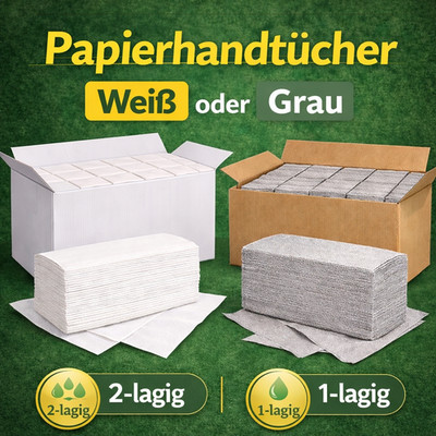 Papierhandtücher ZZ-Falz 25×23 cm   Weiß & Grau   saugstark für Spender, NEU !