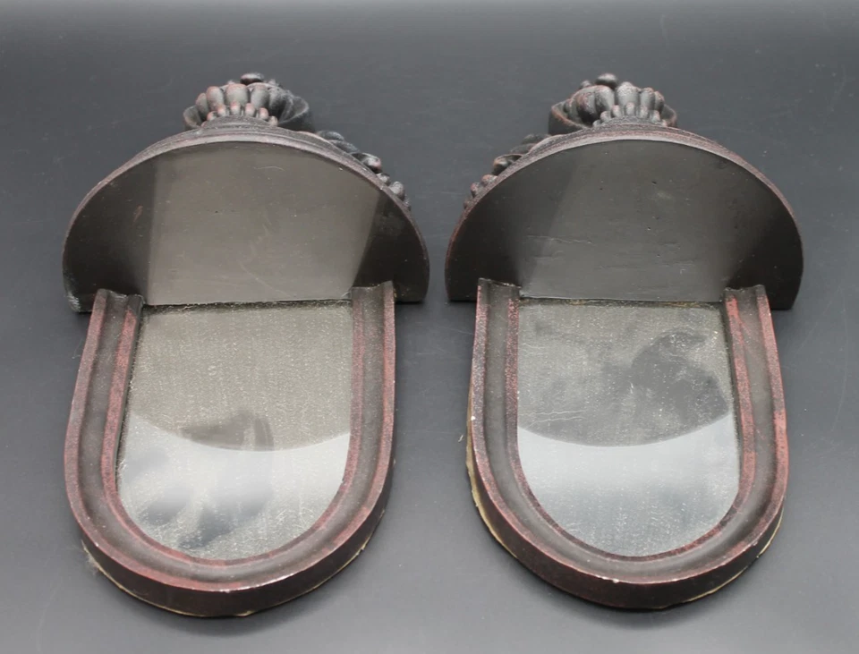 Juego de 2 espejos de pared estilo victoriano barroco gótico 12" de alto negro granate Foto 3 de 4