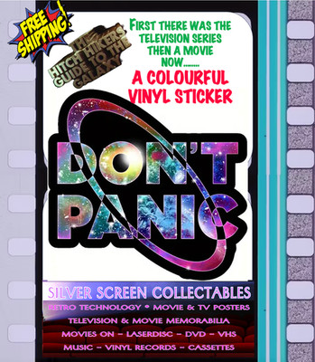 Hitch Hikers Guide to the Galaxy Large DON'T PANIC Vinyl Sticker  Free Post