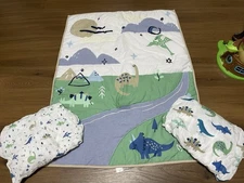 Cloud Island Dinosaur 3 Piece Crib Bedding Set Quilt & 2 Matching Crib Sheets