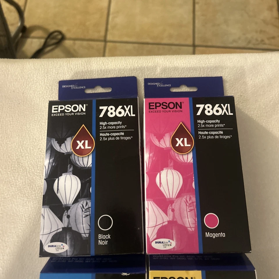 4-PACK EPSON GENUINE 786XL BLACK & COLOR INK WORKFORCE WF-4630 - Image 3 of 4
