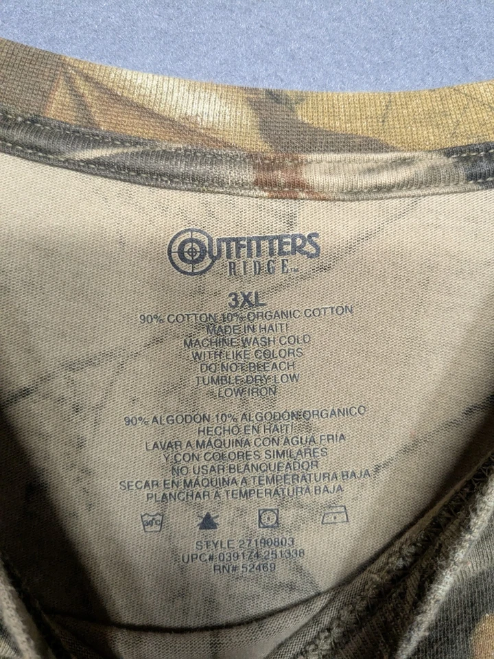 OUTFITTERS RIDGE Mens 3XL Long Sleeve Camo Shirt Hunting Realtree Pattern Cotton - Image 3 of 4