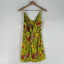 DELFI Collective Silk Floral Twisted Front Plunging V Neck Faux Wrap Mini Dress