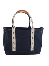 Ralph Lauren Men's Bag Blue Graphic Cotton with Leather Tote
