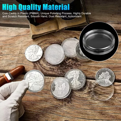 10 Pcs Coin Holder Clear Round Capsules 40.6mm for 2oz Coin Silver Round Storage - Bild 2 von 8