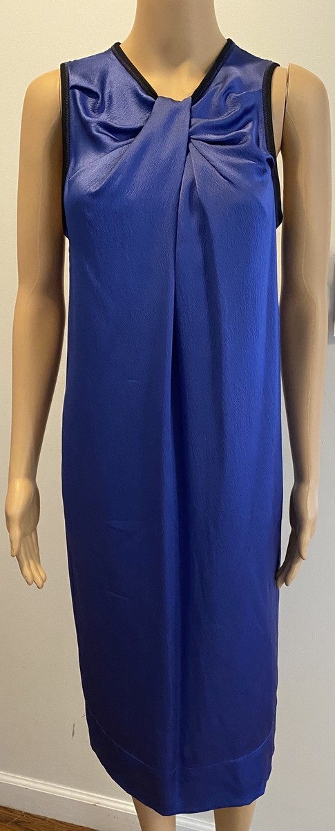PROENZA SCHOULER Blue Silk bow shift dress SZ 4 | eBay