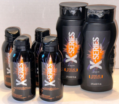 NEW Lot Avon X-Series Flash 2 Shower Gel 9.1 oz & 4 Deodorant Body Spray 4 oz