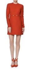 VALENTINO Red Long-sleeve Cutout-Waist With Bows Dress UK 10 IT 42 BNWT RRP£2490