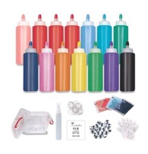 CreateBasics Patriotic Tie Dye Party Tub 101 Piece Kit 14 Bottles Gems Glitter