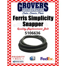 FERRIS Deck MAIN Belt Part # 5106636 & 84001674 Fits ISX800 w/ 52" Deck