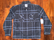 KATIN Men's SMALL Black Blue Long Sleeve Zipper Cotton Flannel Cotton Shirt New
