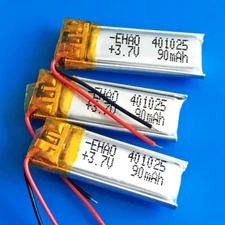 3 pcs 3.7V Li po 90mAh Rechargeable Battery for MP3 Smart watch Headset 401025