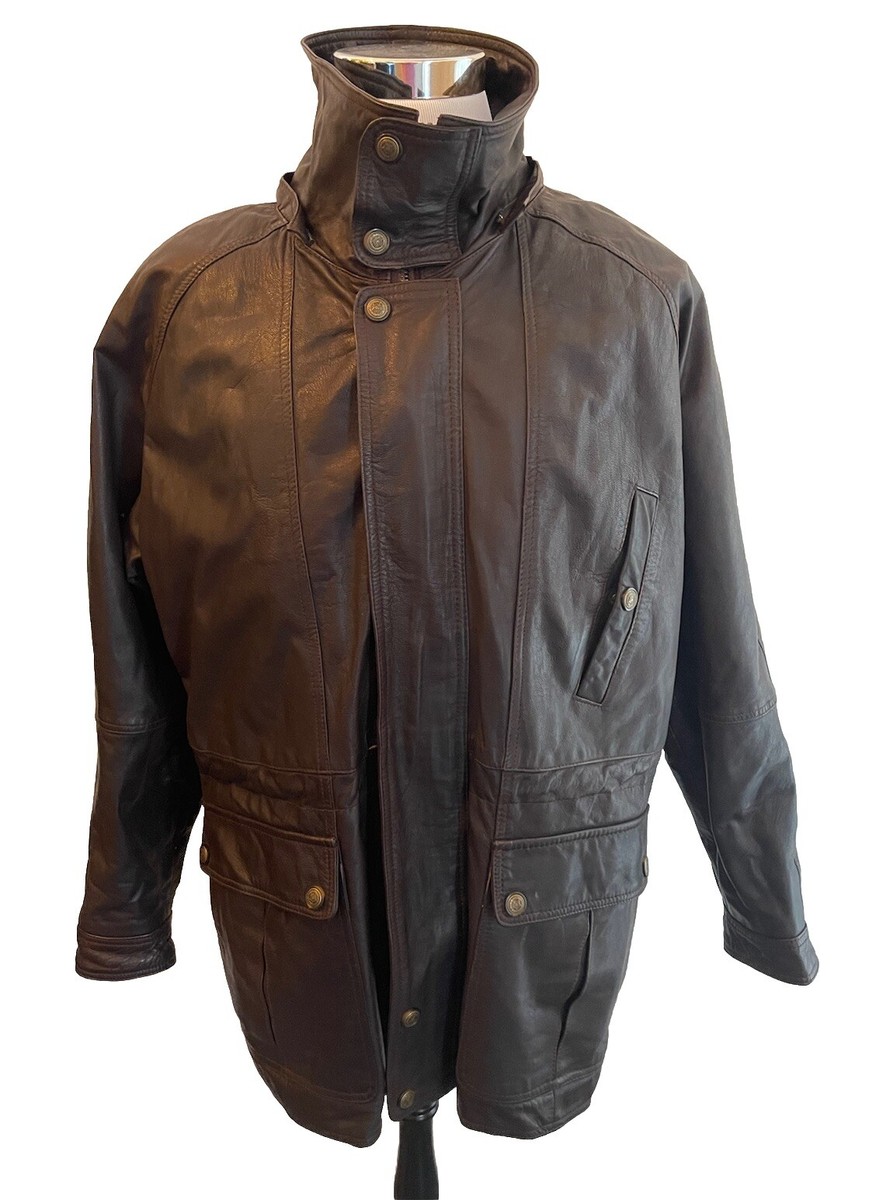 Vintage Reed Sportswear Leather Jacket Mens M L Brown Lined Mid